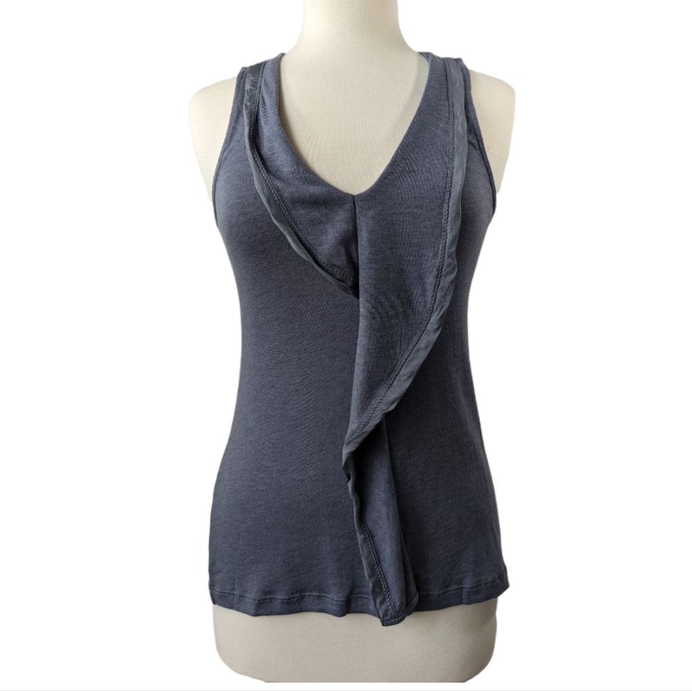 Banana Republic Gray Blue Sleeveless Tank Top Small Ruffle Detail
